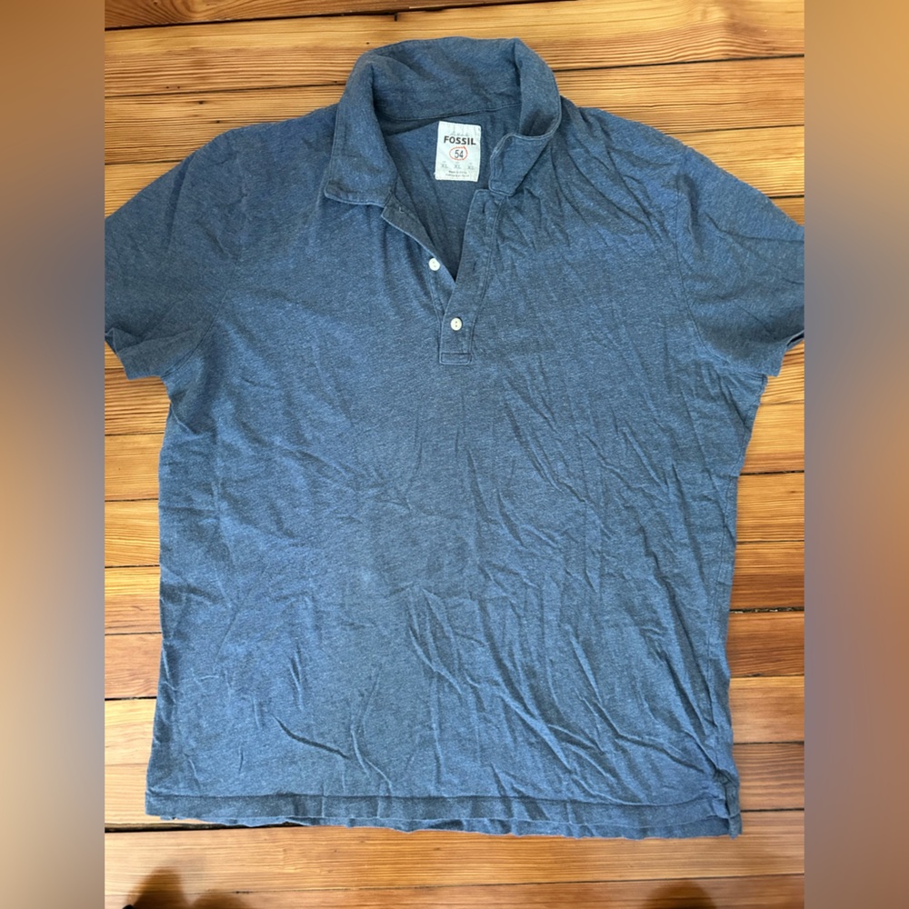 Fossil Men's Heather Blue Polo Shirt